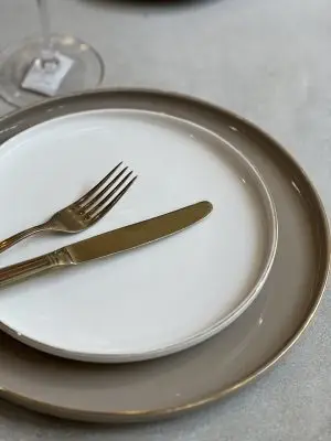 Assiette à dessert Clara 20cm blanche et doré