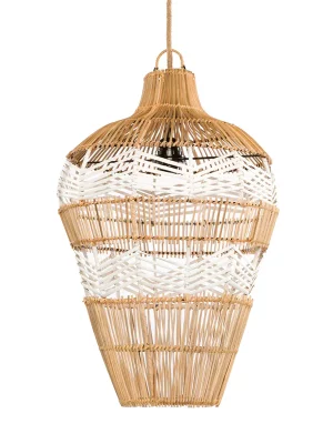 Abat-jour Cloche – rotin, blanc & naturel