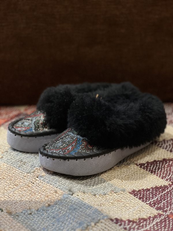 Pantoufles noires en cachemire