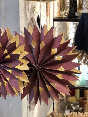 Étoile en papier avec guirlande – bordeaux, 50cm