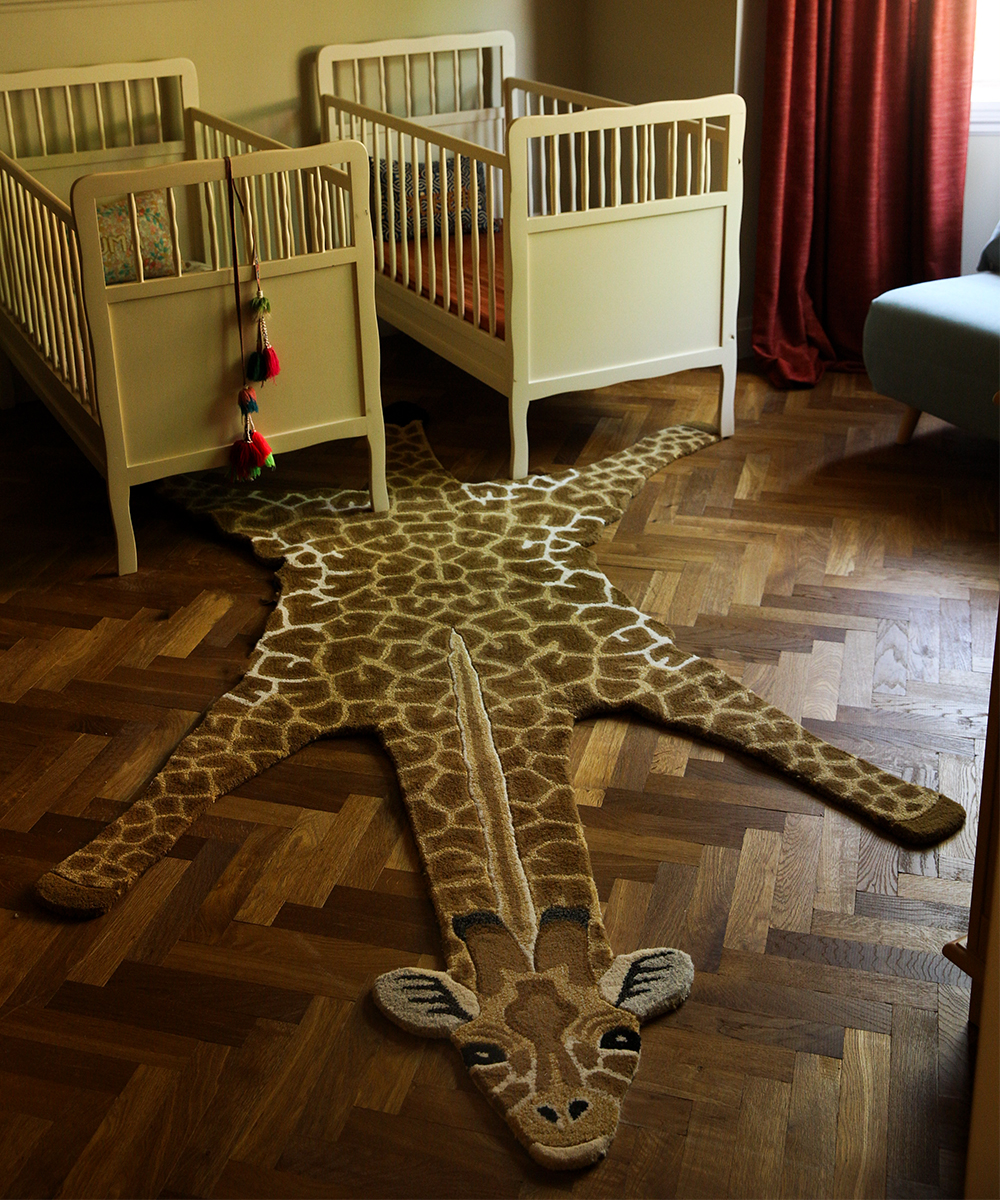grand tapis girafe fabriqué à la main chambre d'enfant
