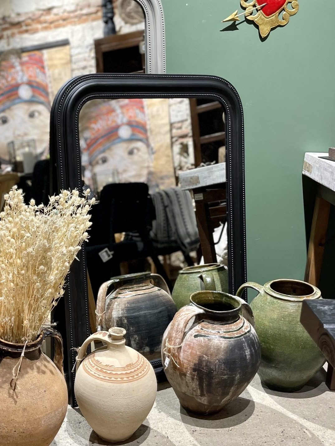 miroir antique vintage noir moulure