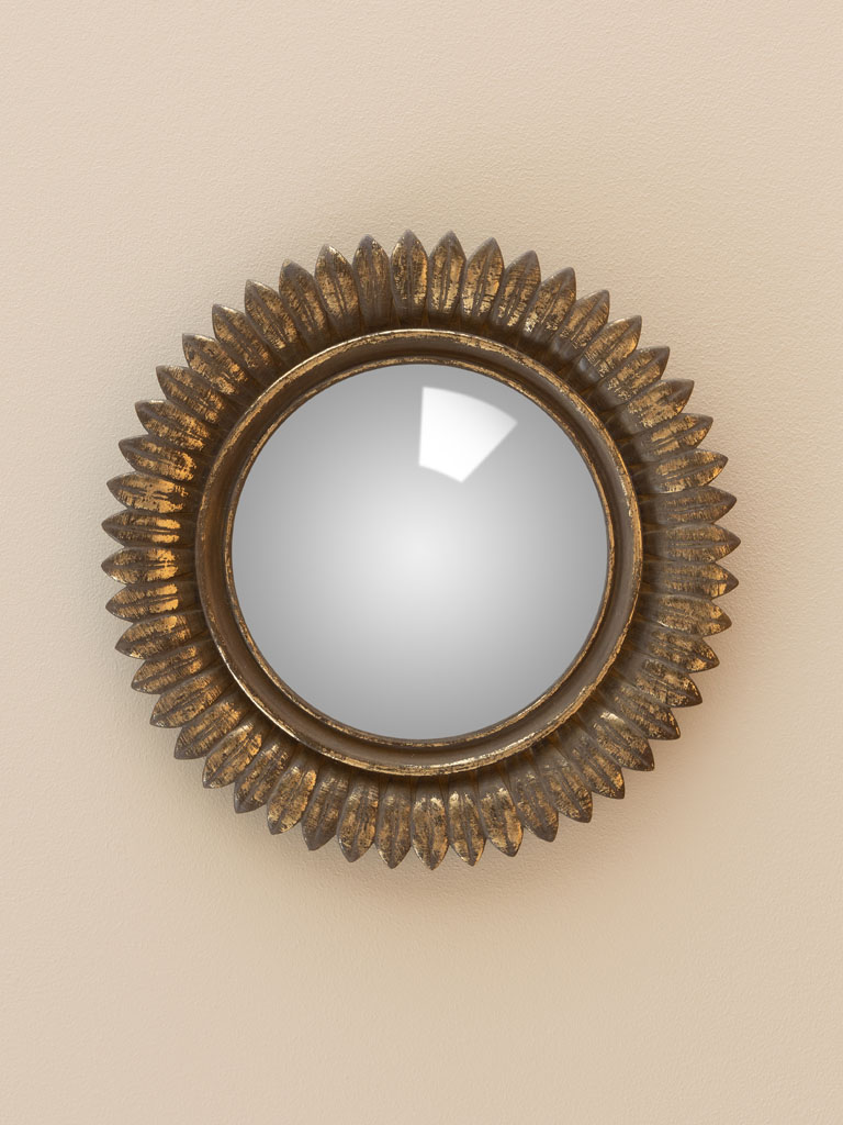miroir convexe plumes dorées