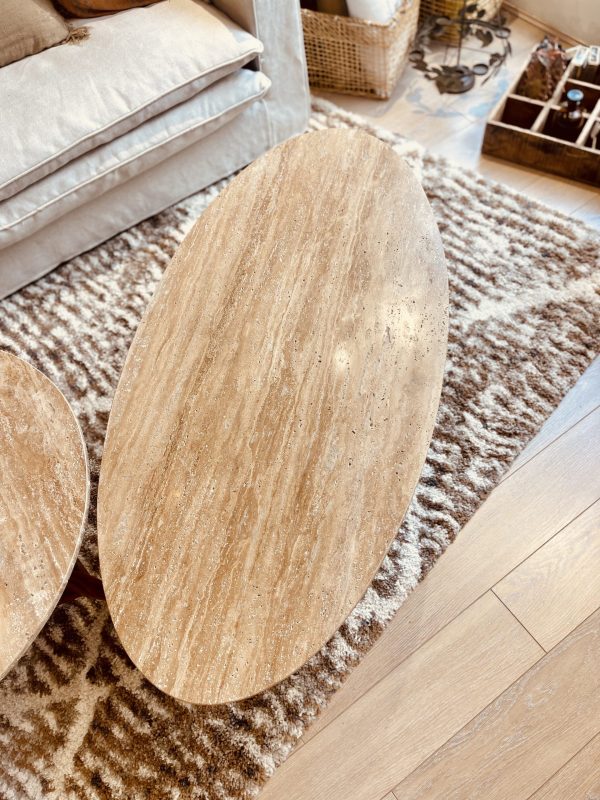 Table basse Tripode – Travertin, ovale – Image 4
