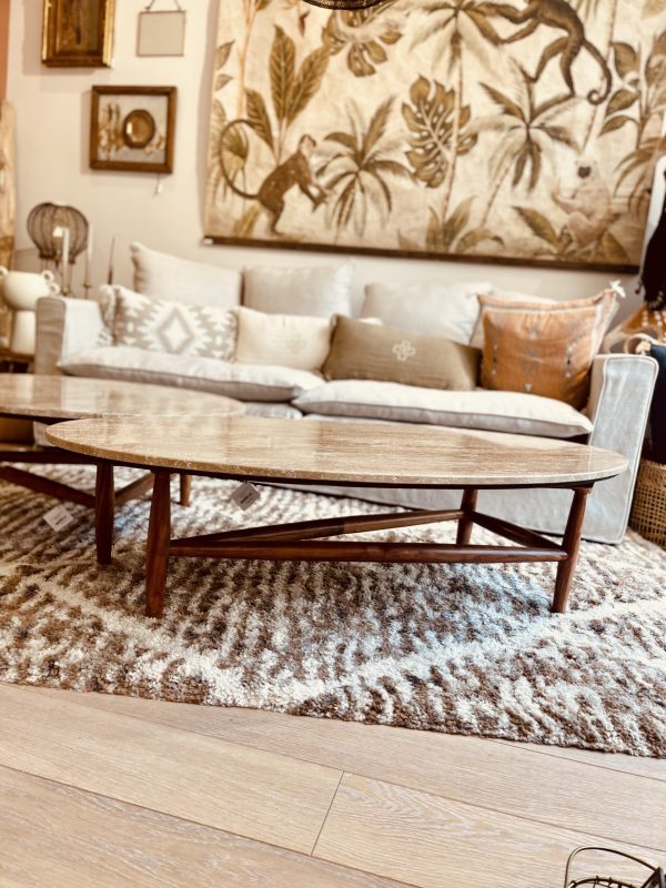 Table basse Tripode – Travertin, ovale – Image 3