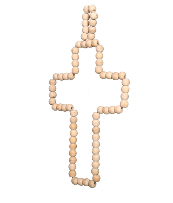 Croix de perle en bois - Naturel – Image 2