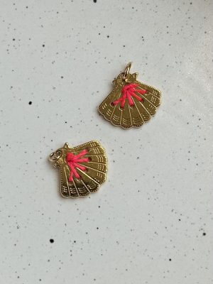 Amulette Coquillage Aman – plaqué or, rose fluo