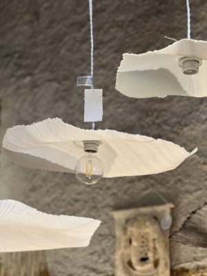 Suspension Flower – Papier de coton, blanc, taille M