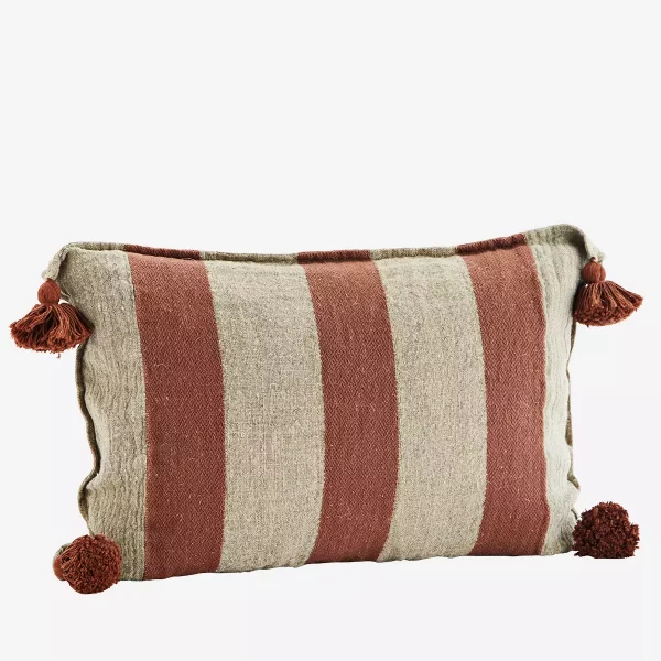 Housse de coussin rayée – lin, blanc, rouille, 40x60cm – Image 3
