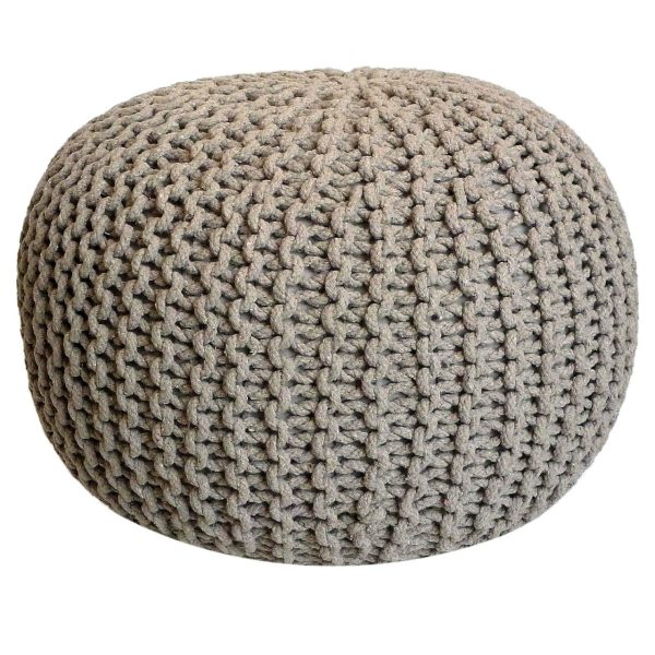 Pouf tricot – rond, beige – Image 3