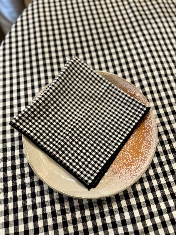 Serviette de table Brigitte - vichy, noir 40x40cm