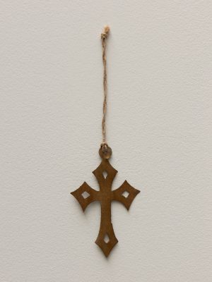 Suspension croix antique métal fin