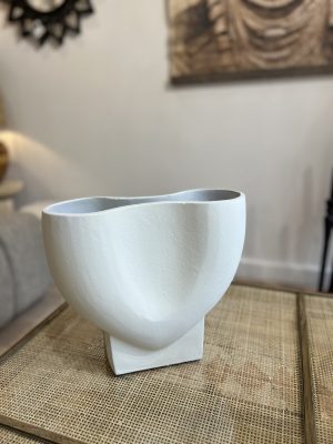 Grand vase CELESTE – métal, blanc, L29xL11xH25cm