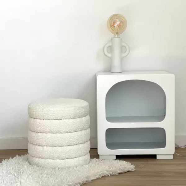 Pied de lampe Totem –  Blanc, faïence