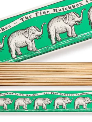 Longue boîte d’allumettes éléphants – vert, 100 allumettes
