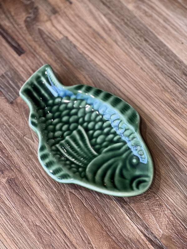 Coupelle poisson - grès, vert