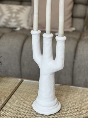 Chandelier à 3 bougeoirs – blanc, texturé
