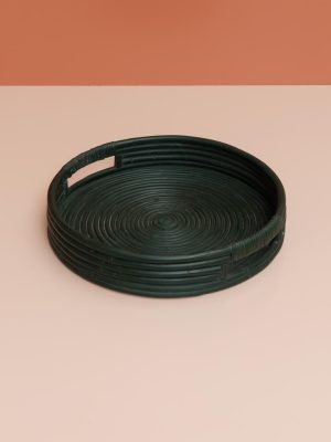 Plateau en rotin - vert, D40cm