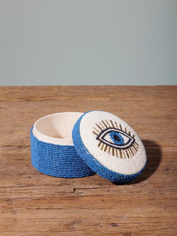 Boîte ronde oeil sacré en perles - bleu – Image 3