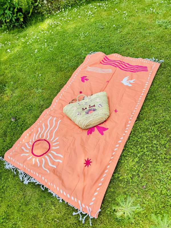 Fouta - coton, corail, fuchsia – Image 2