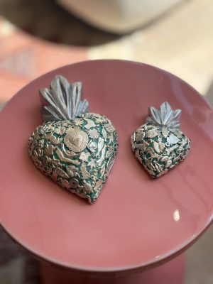 Coeur « Ex Voto » mexicain – peint à la main, 18cm