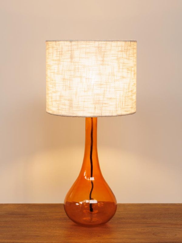 Lampe à poser Magic - Jute naturelle, verre orange
