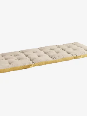 Grand matelas imprimé au block – taupe, moutarde