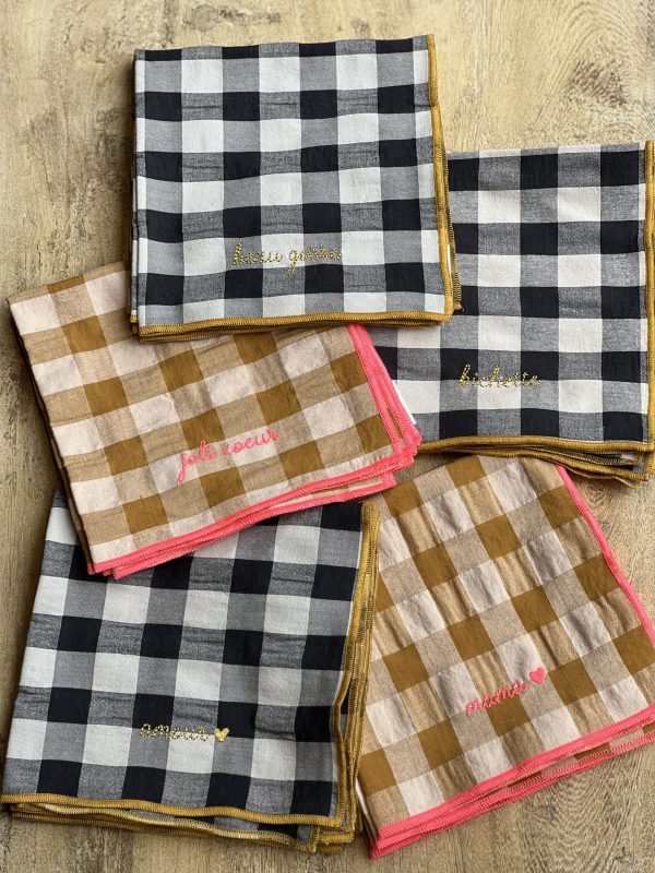 Serviette de table vichy - moutarde, joli cœur – Image 5