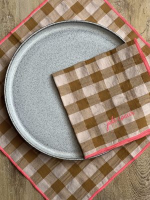 Serviette de table vichy – moutarde, joli cœur