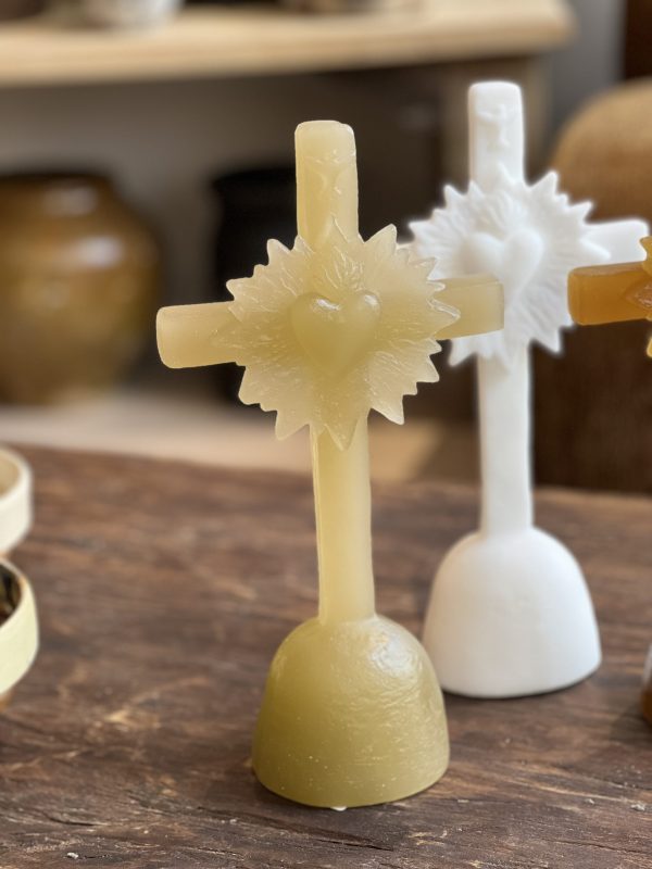 Croix cœur de lumière – lin cire
