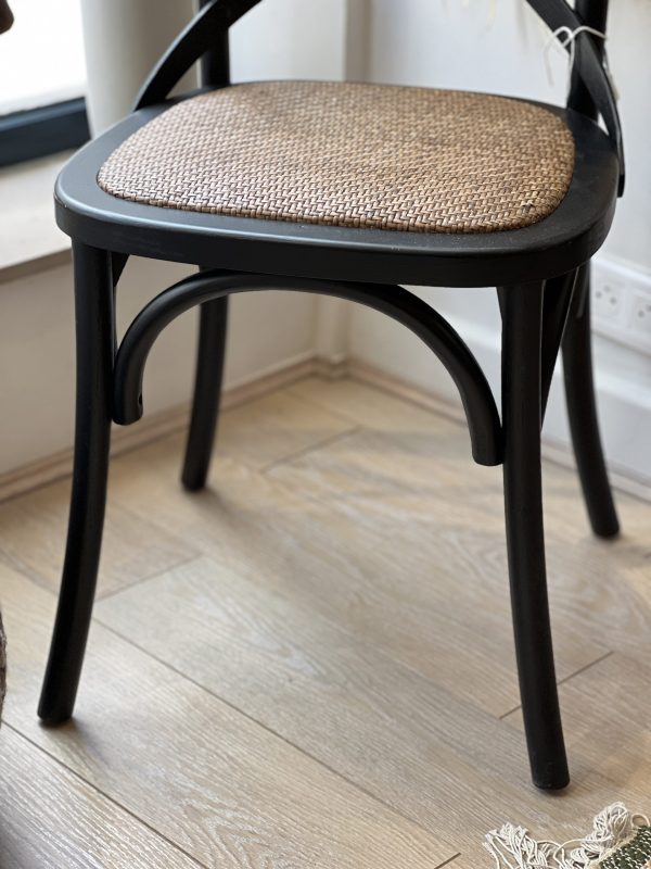 Chaise en bois avec rotin - noir – Image 4