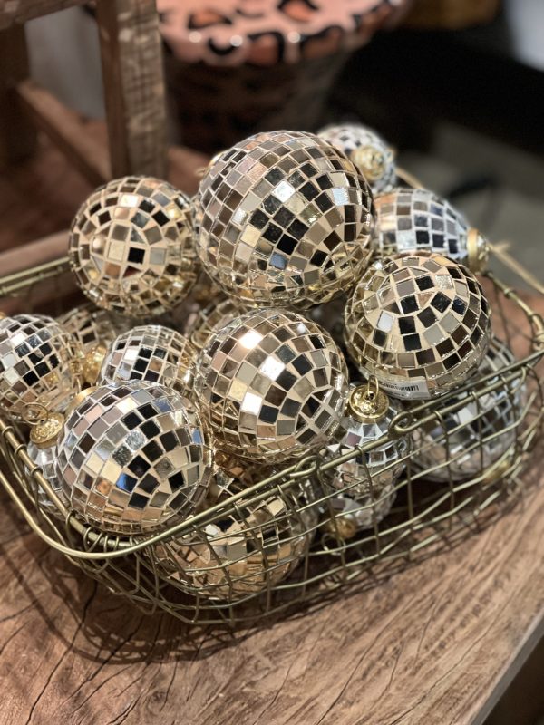 Grande boule disco – doré, verre – Image 3