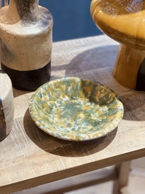 Assiette décorative – terracotta, moutarde et vert
