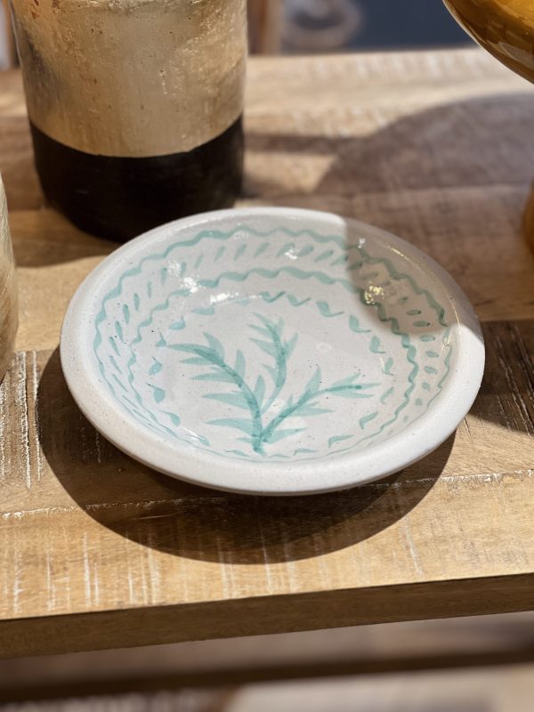 Assiette décorative - terracotta, vert et blanc