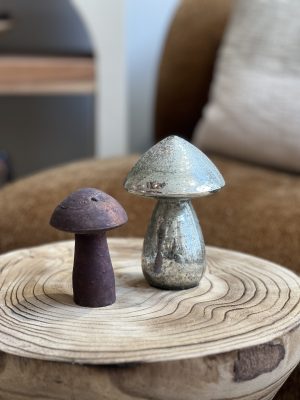 Champignon sculpté – verre, argent