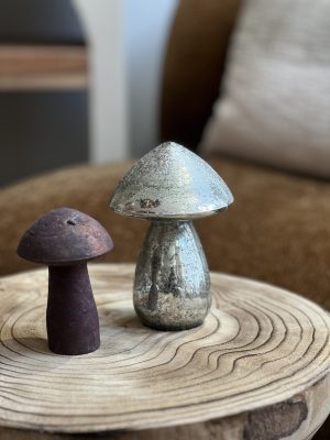 Champignon sculpté – verre, argent