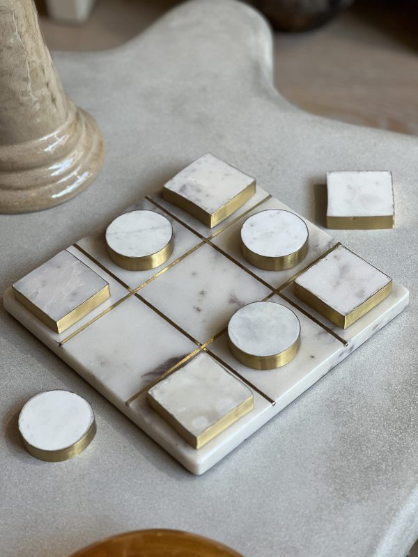 Jeu morpion - marbre, blanc et doré – Image 2