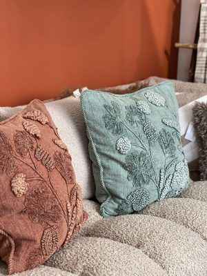 Housse de coussin brodé – bleu