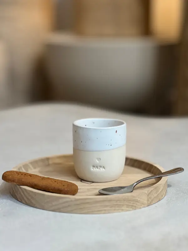 Tasse à expresso papa - faïence, beige et blanc