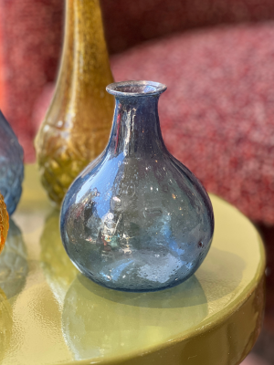 Petit vase ballon - verre, bleu