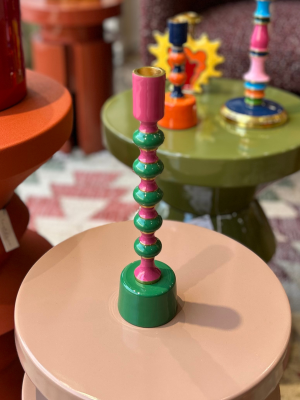 Grand bougeoir ballons funky – aluminium, vert et rose