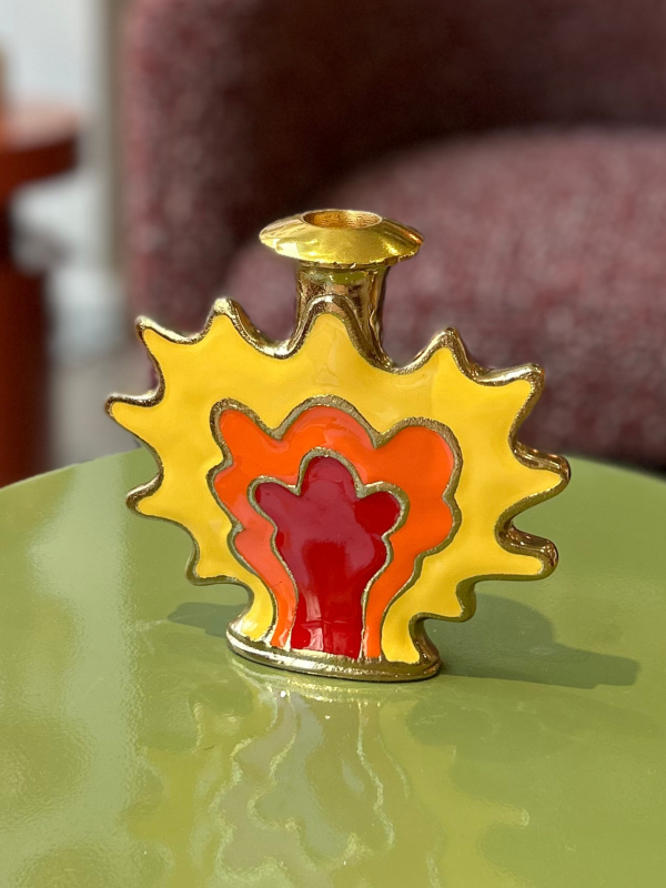 Bougeoir boom funky - aluminium, jaune
