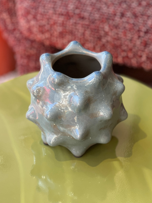 Petit vase pointu - céramique, gris bleu