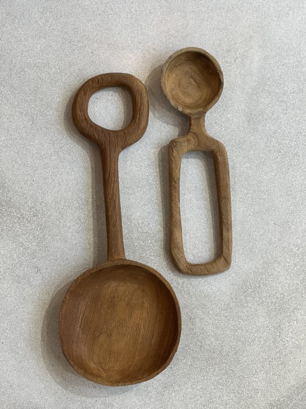 Grande cuillère de service en teck rustique – Image 3