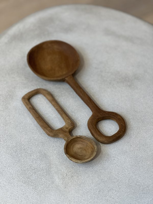 Grande cuillère de service en teck rustique – Image 2