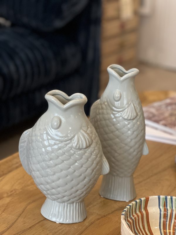 Petit vase poisson - céramique, bleu – Image 2