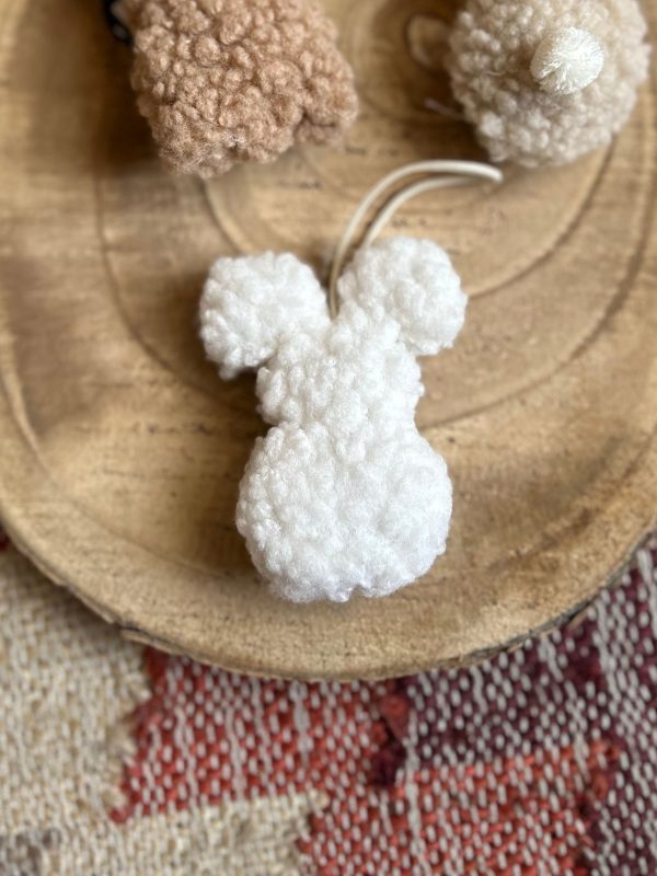 Petit Lapin Bouclette à suspendre - blanc
