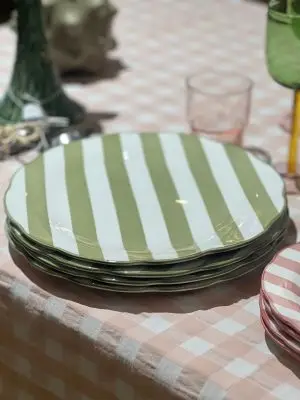 Set de 4 assiettes rayées – vert