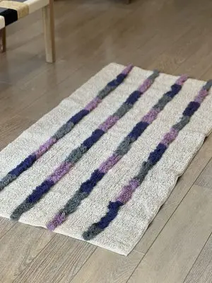 Tapis de couloir – coton, blanc/bleu