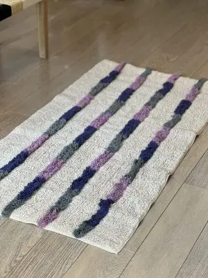 Tapis de couloir – coton, blanc/bleu